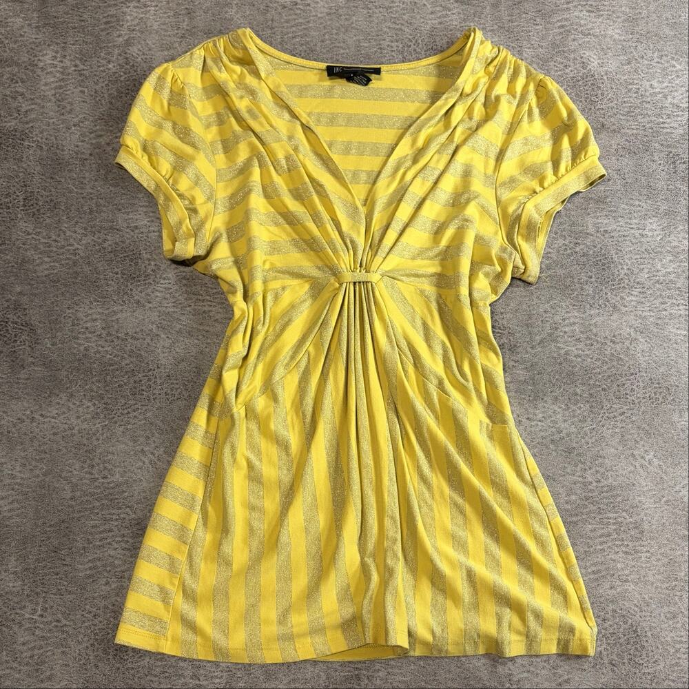 Y2k Yellow Shimmering Striped Ruched Top